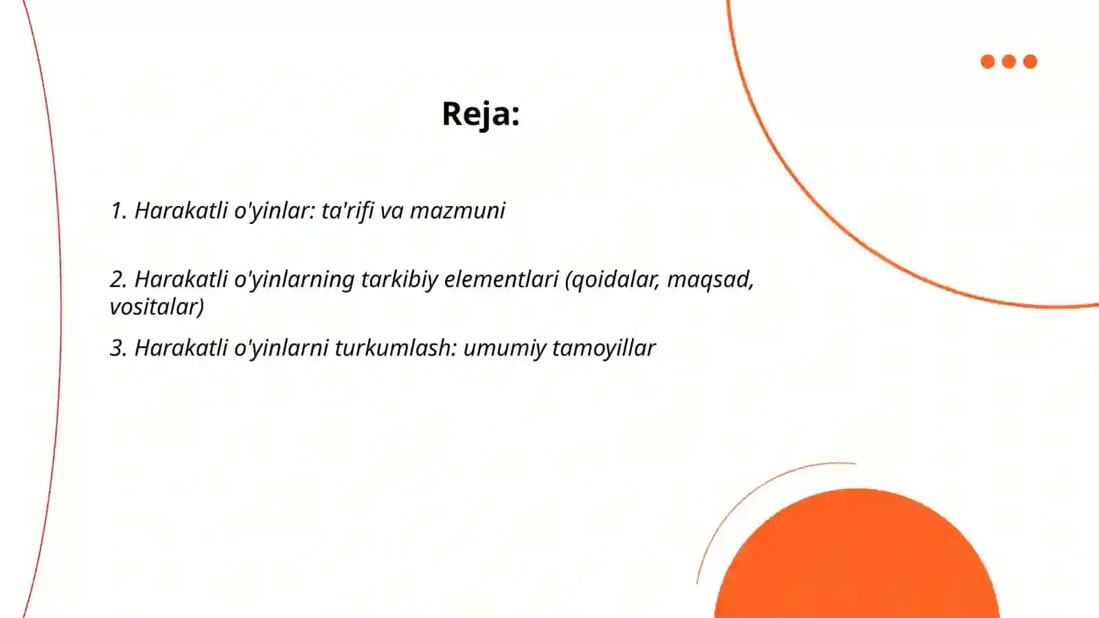 Harakatli oyinlar tarkibi va turkumladi 2