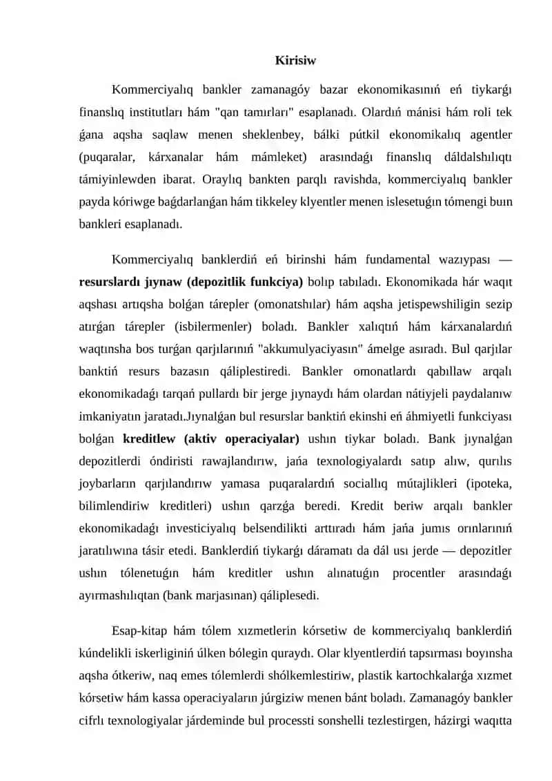 Kommerciyalıq bankler hám olardıń funkciyaları 2