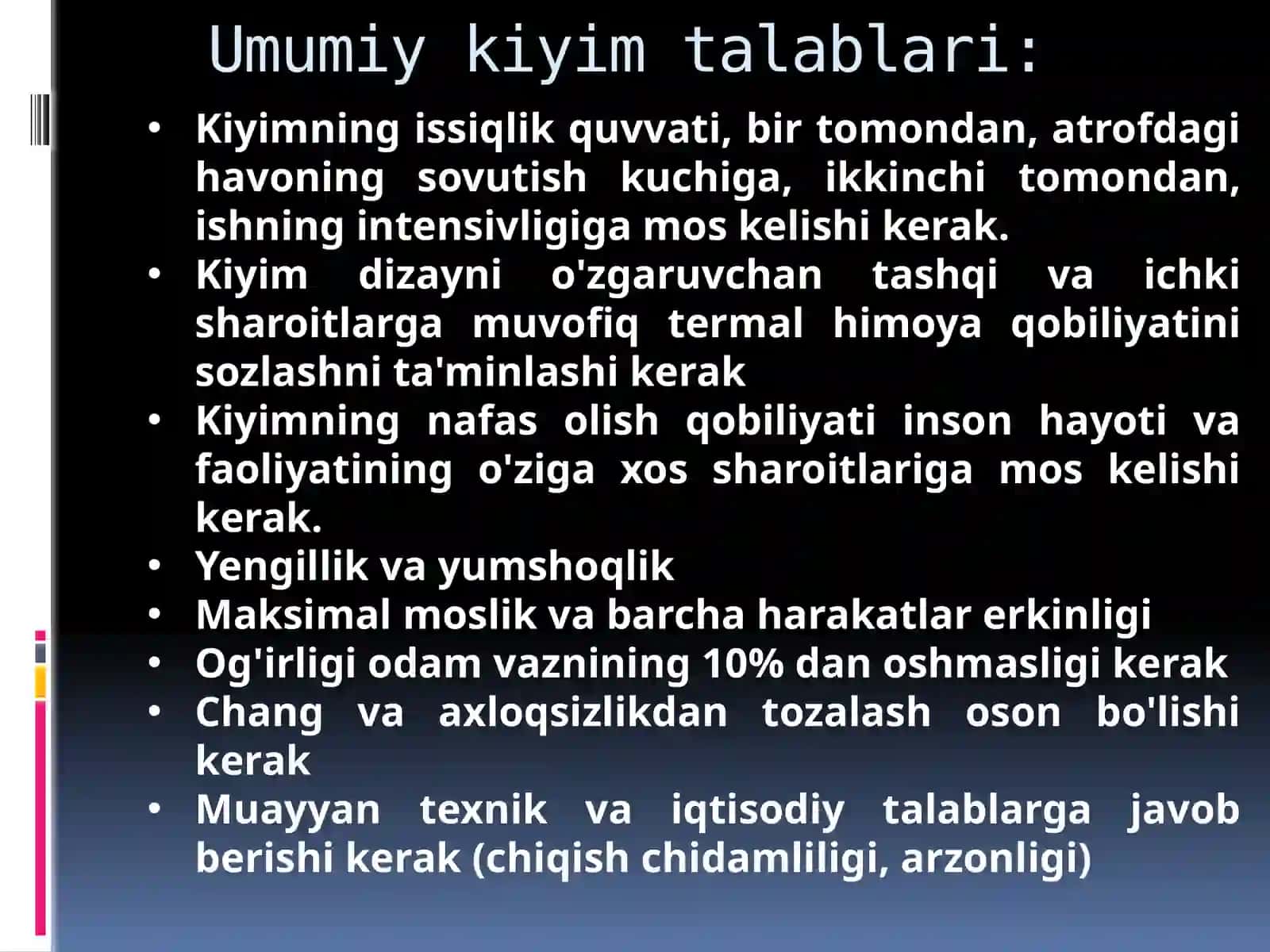 Kiyim vapoyavzaluchun gigieniktalablar 2