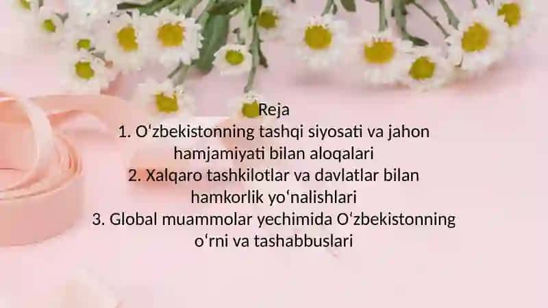 O‘zbekiston va jahon hamjamiyati 2
