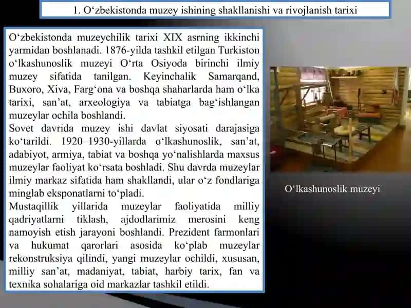 O‘zbekistonda muzeylar va muzey ishi 2