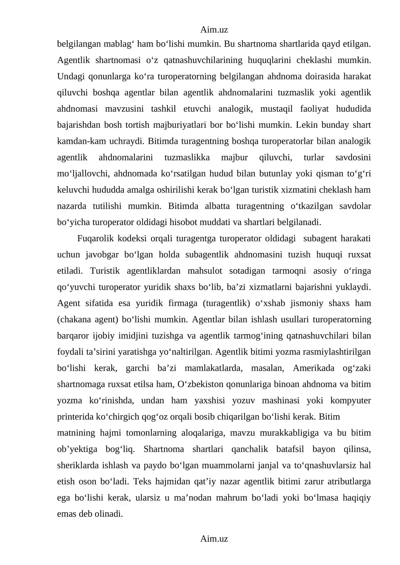 Turizmda agentlik shartnomalarini tuzish usullari 2