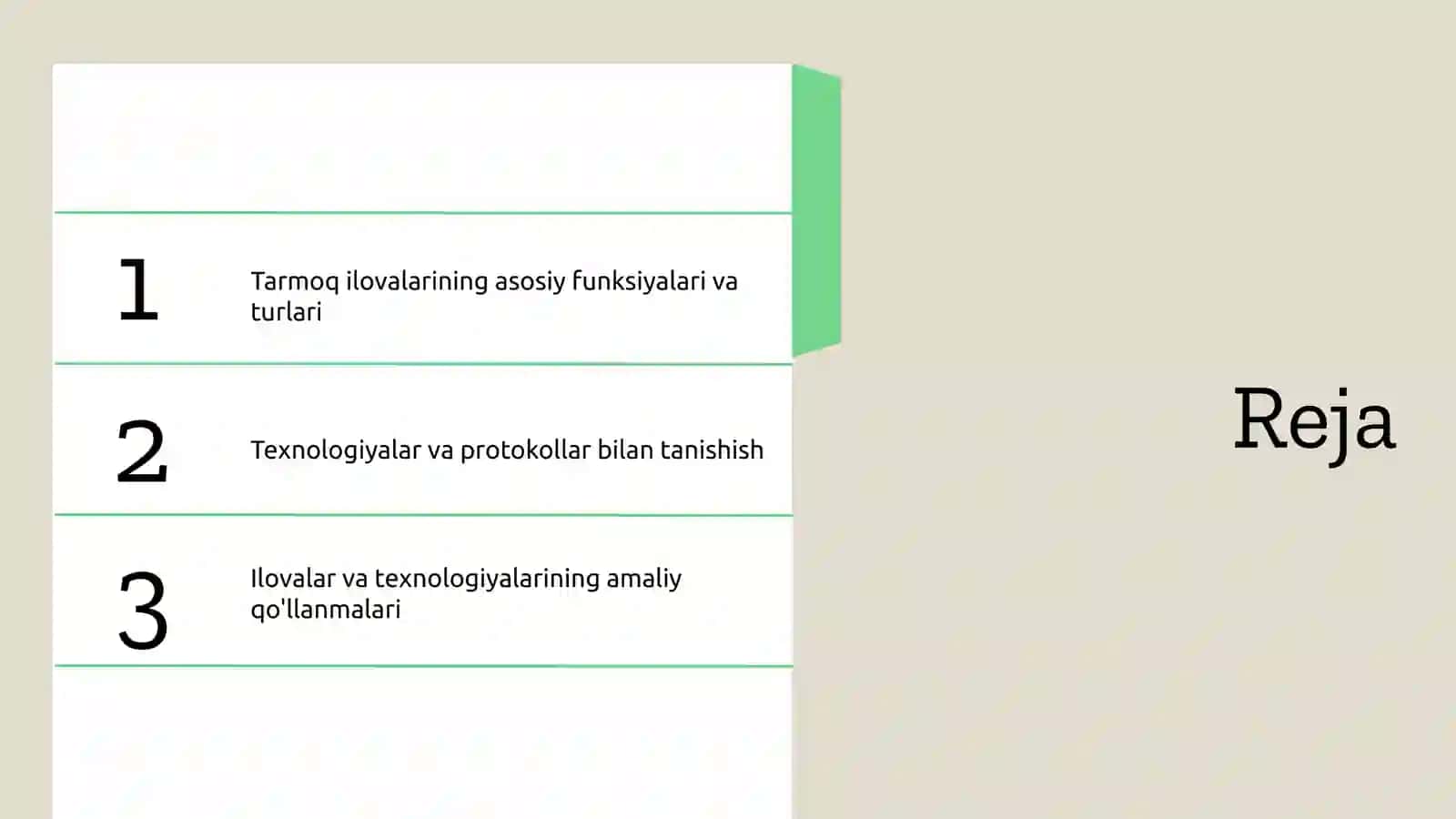 Tarmoq ilova va texnologiyalarining umumiy tushunchalari 2