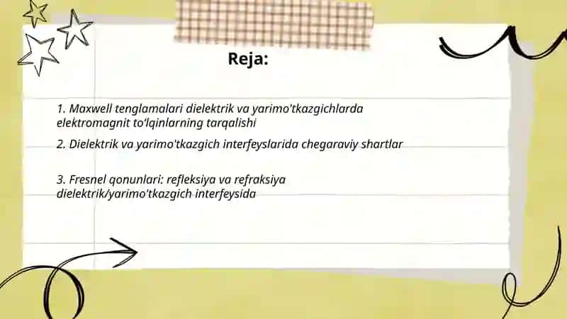 Dielektrik va yarimo'tkazgichlarda elektromagnit toʻlqinlarning tarqalishi 2