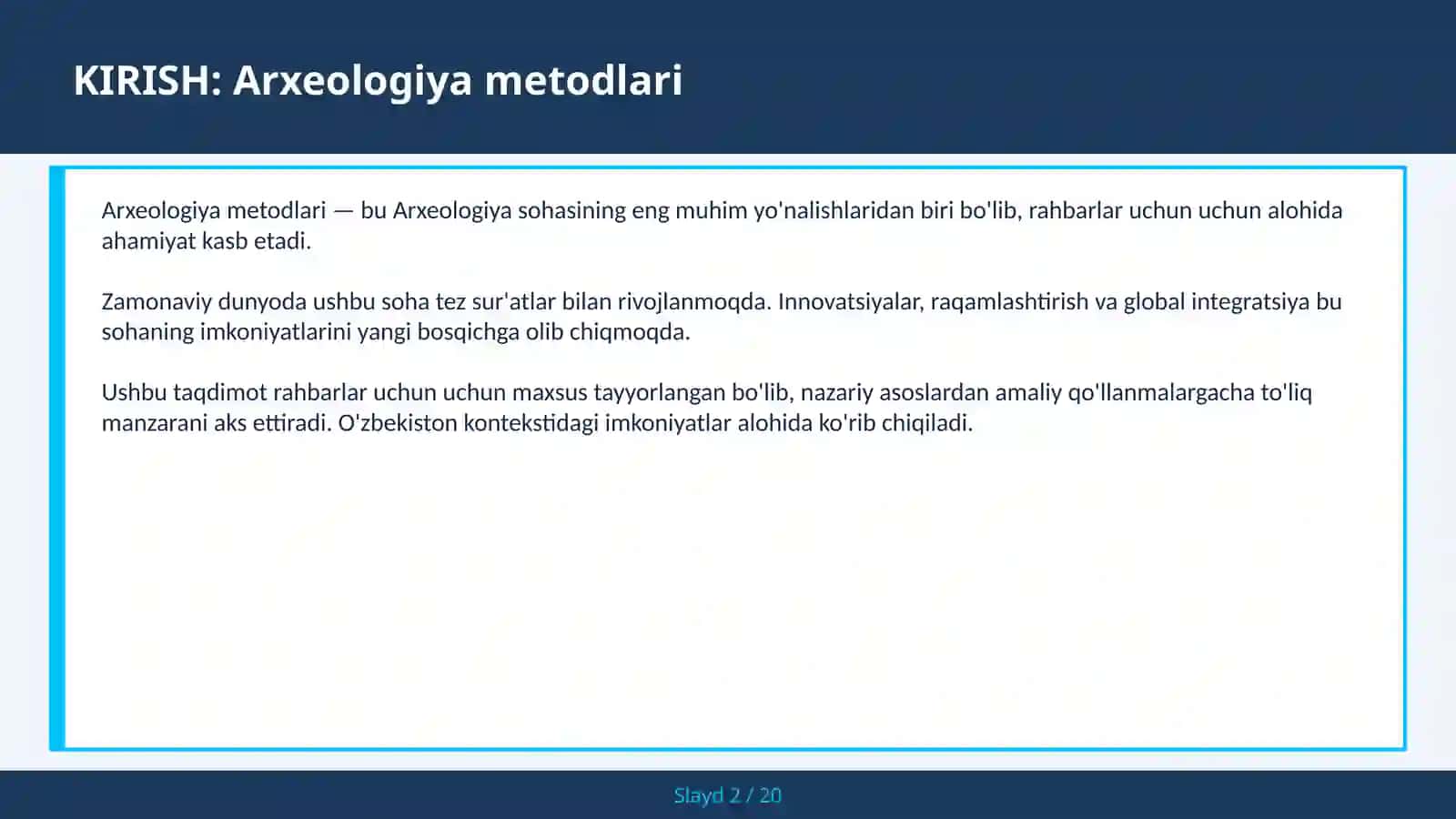 ARXEOLOGIYA METODLARI 2