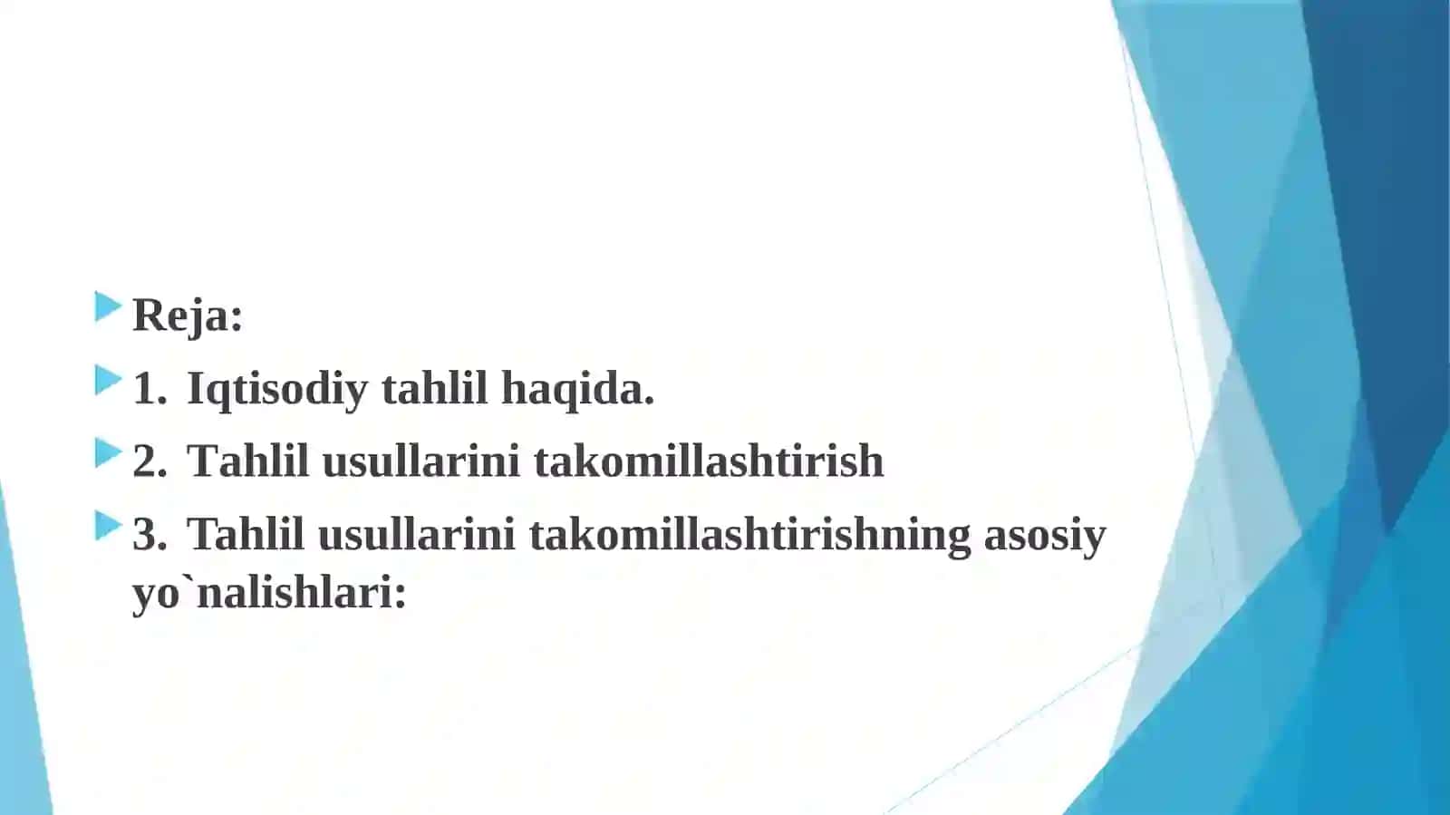 Tahlil usullarinita komillashtirish masalalari 2