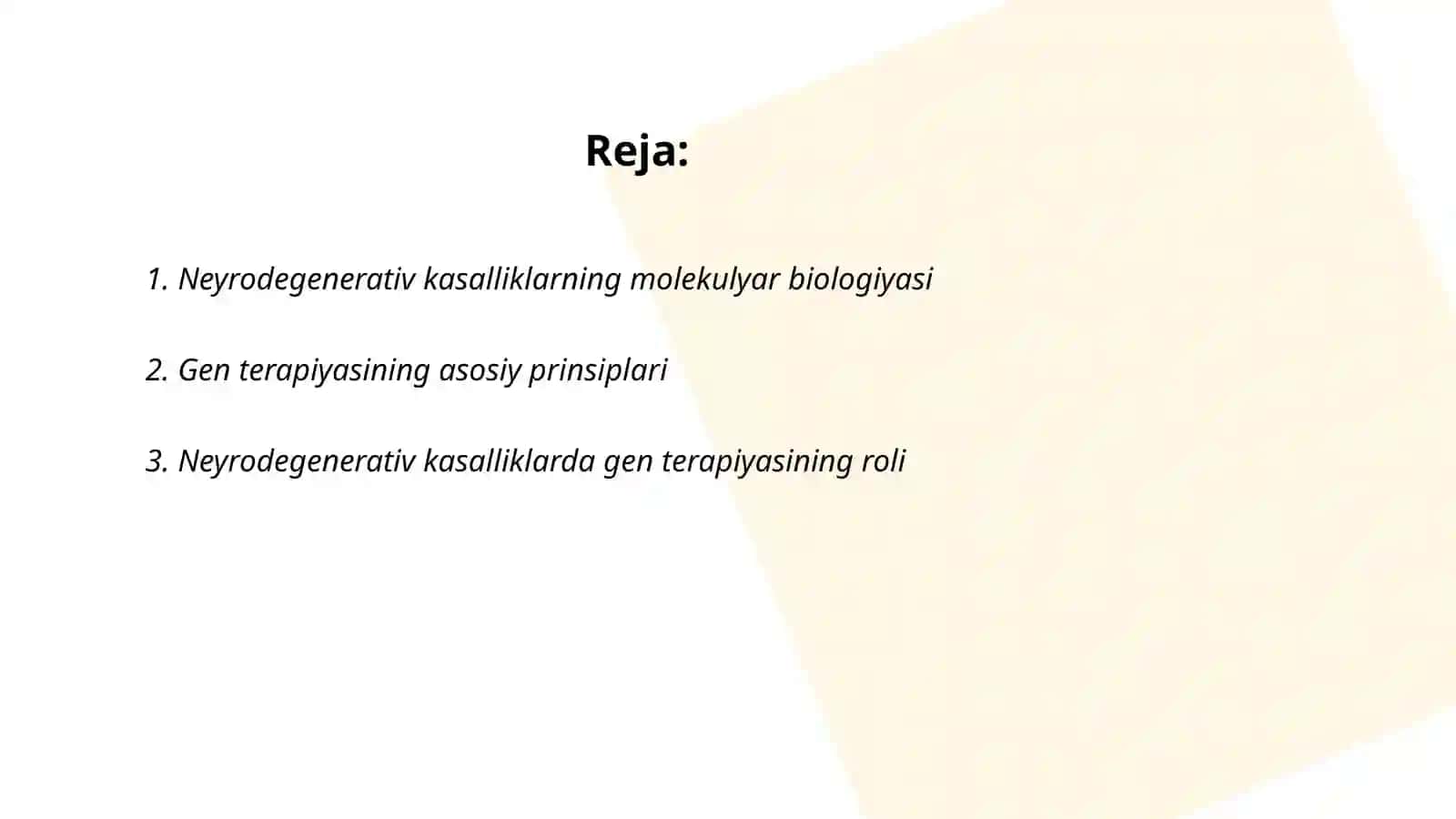 Odamda neyrodegenerativ kasalliklar va gen terapiyasi M+ 2