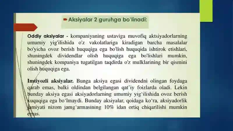Qimmatliq og'ozlar va ubilan bo'lgan muomalalar hisobi 2