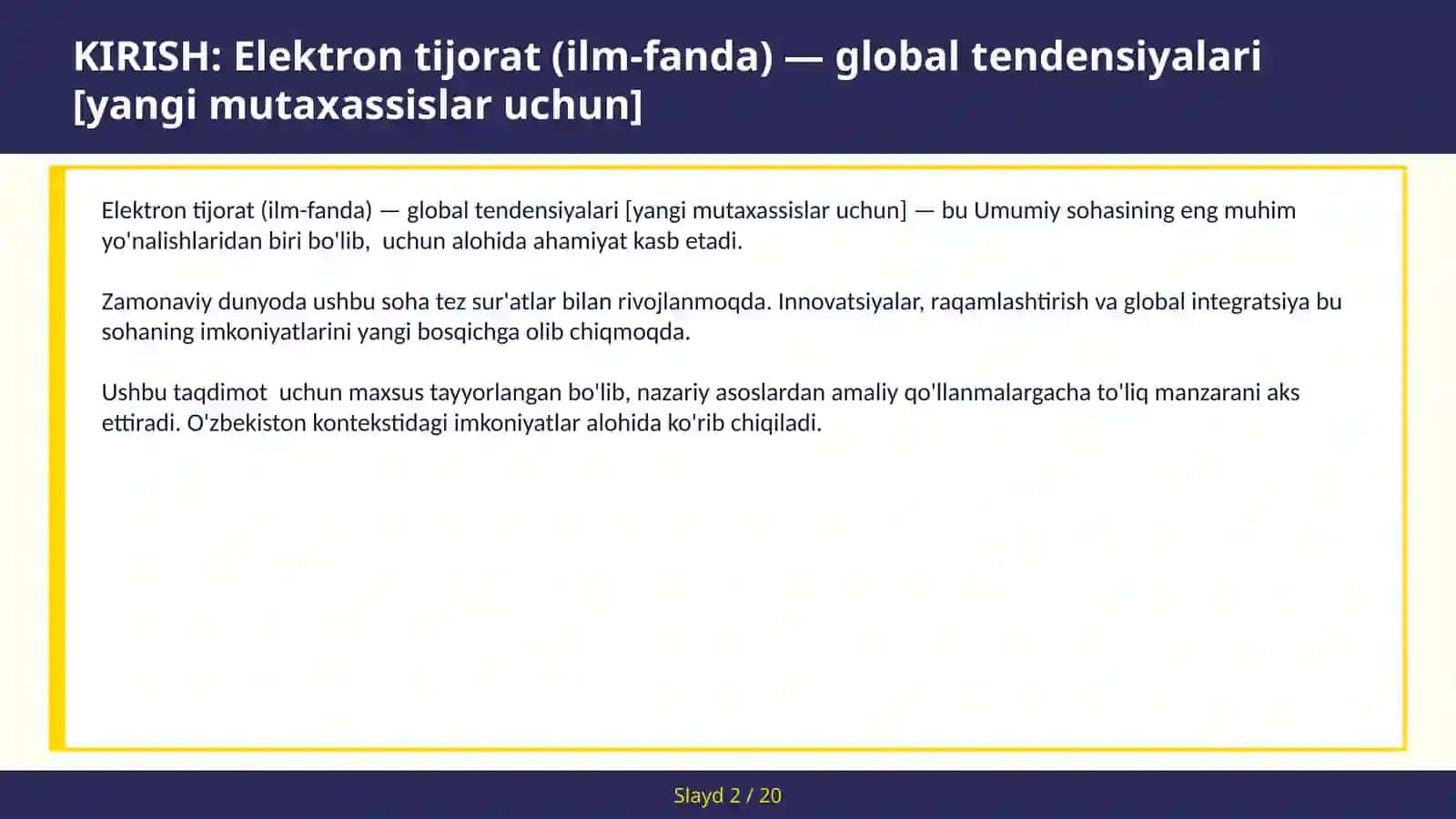 Elektron tijorat (ilm-fanda) — global tendensiyalari [yangi mutaxassislar uchun] 2