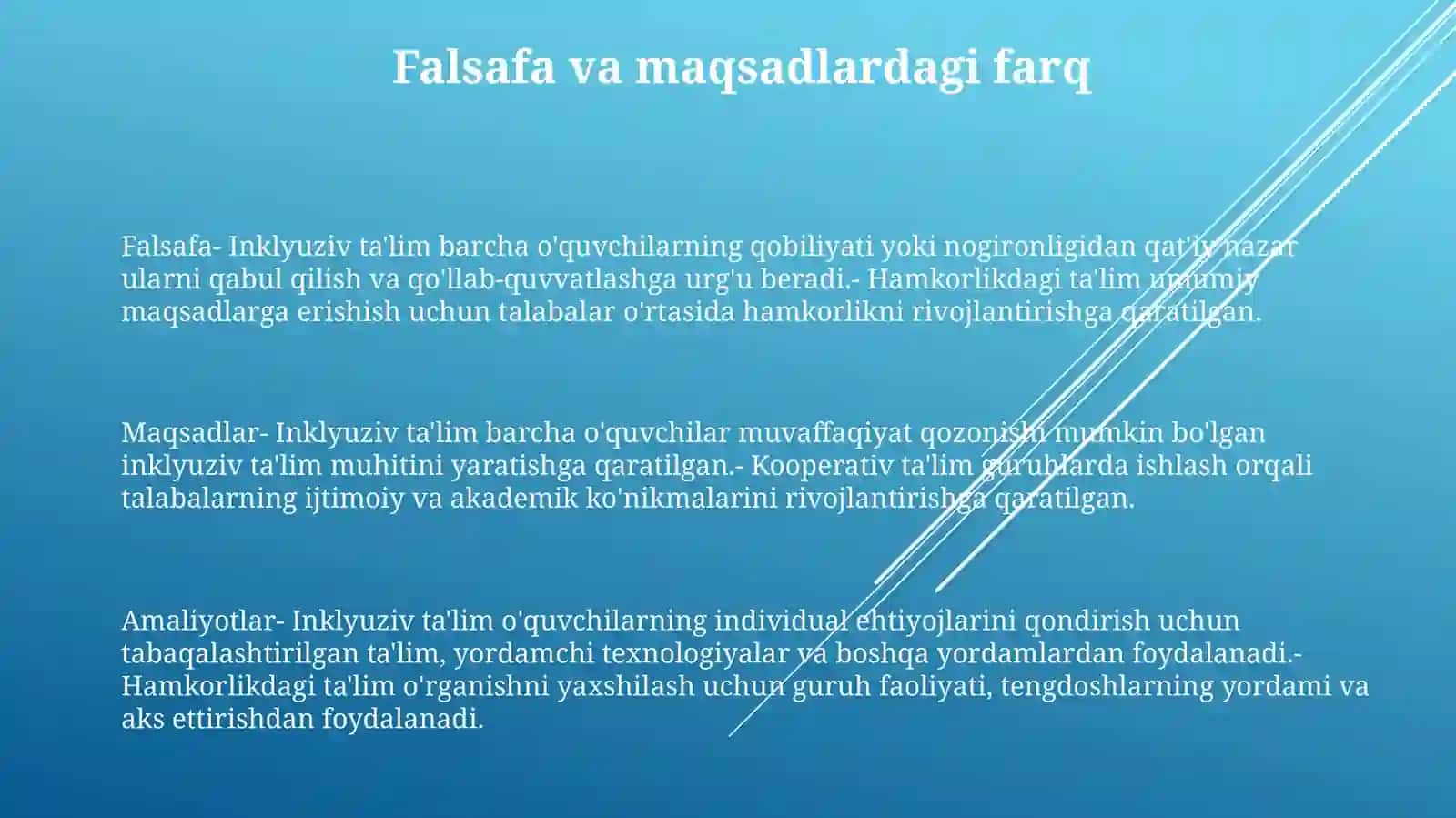 Inklyuziv Va Birgalikda O'Qitish:Ularni Asosiy Farqlarini Asoslash 2