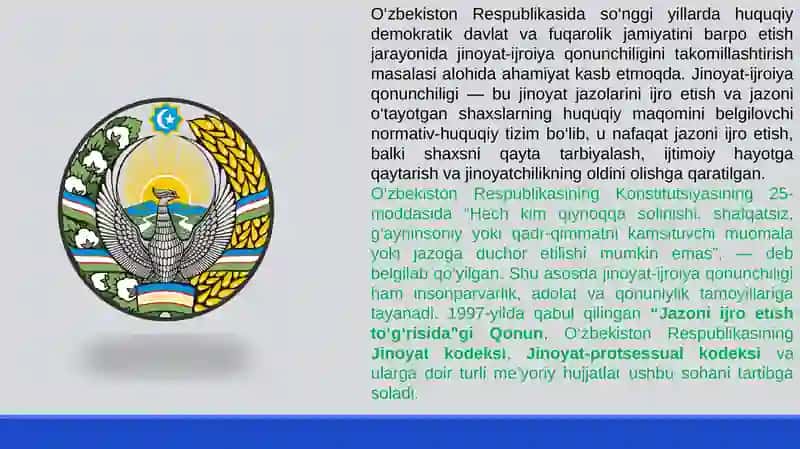 Jinoyat-ijroiya qonunchiligining asosiyyoʻnalishlari 2