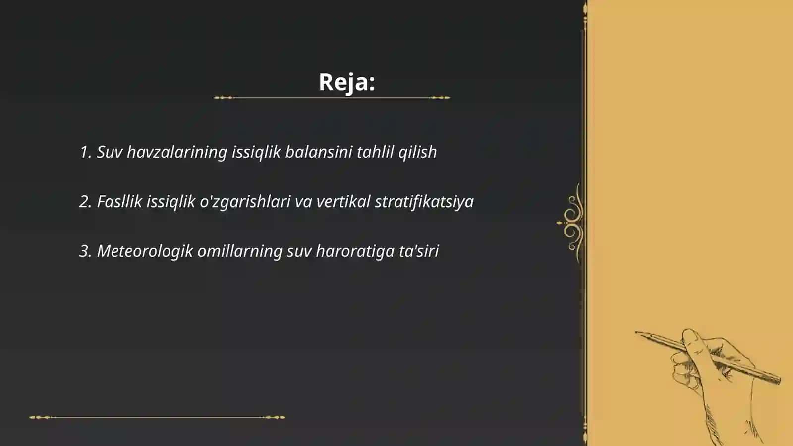 Suv havzalarining issiqlik rejimini o'rganish 2