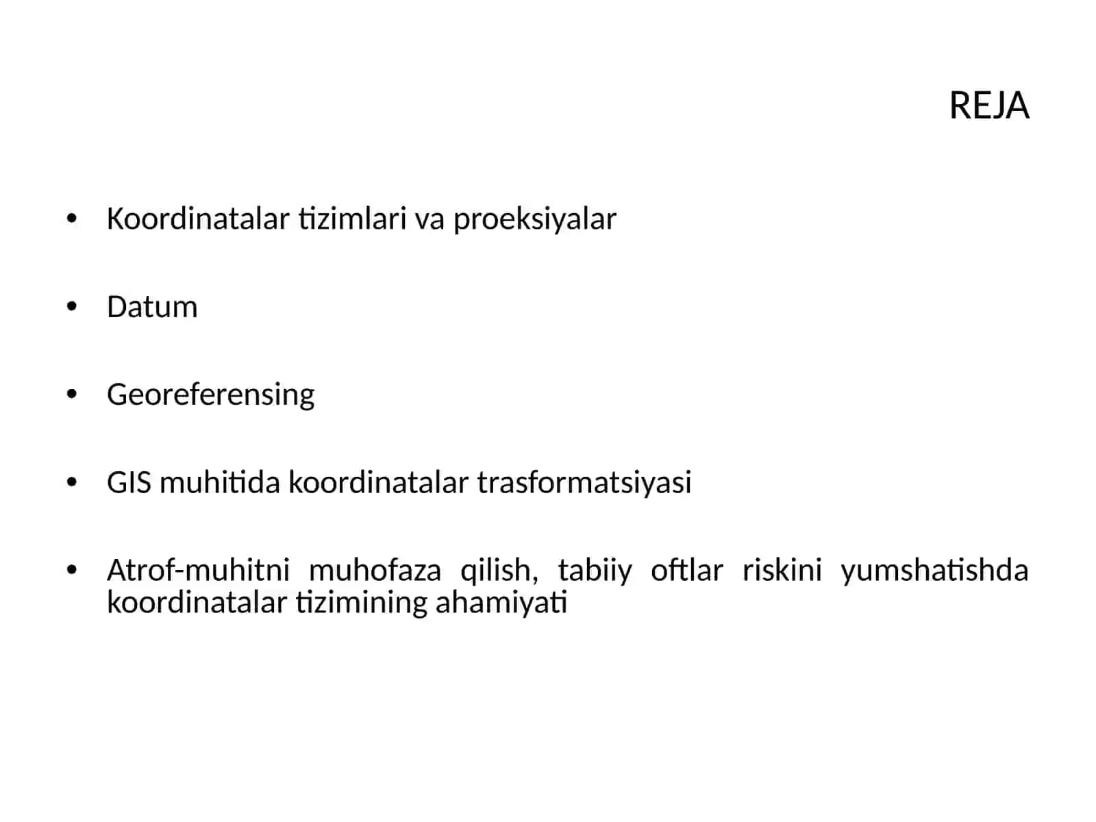 KOORDINATALAR TIZIMLARI VA ULARNNING TRANSFORMATSIYASI 2