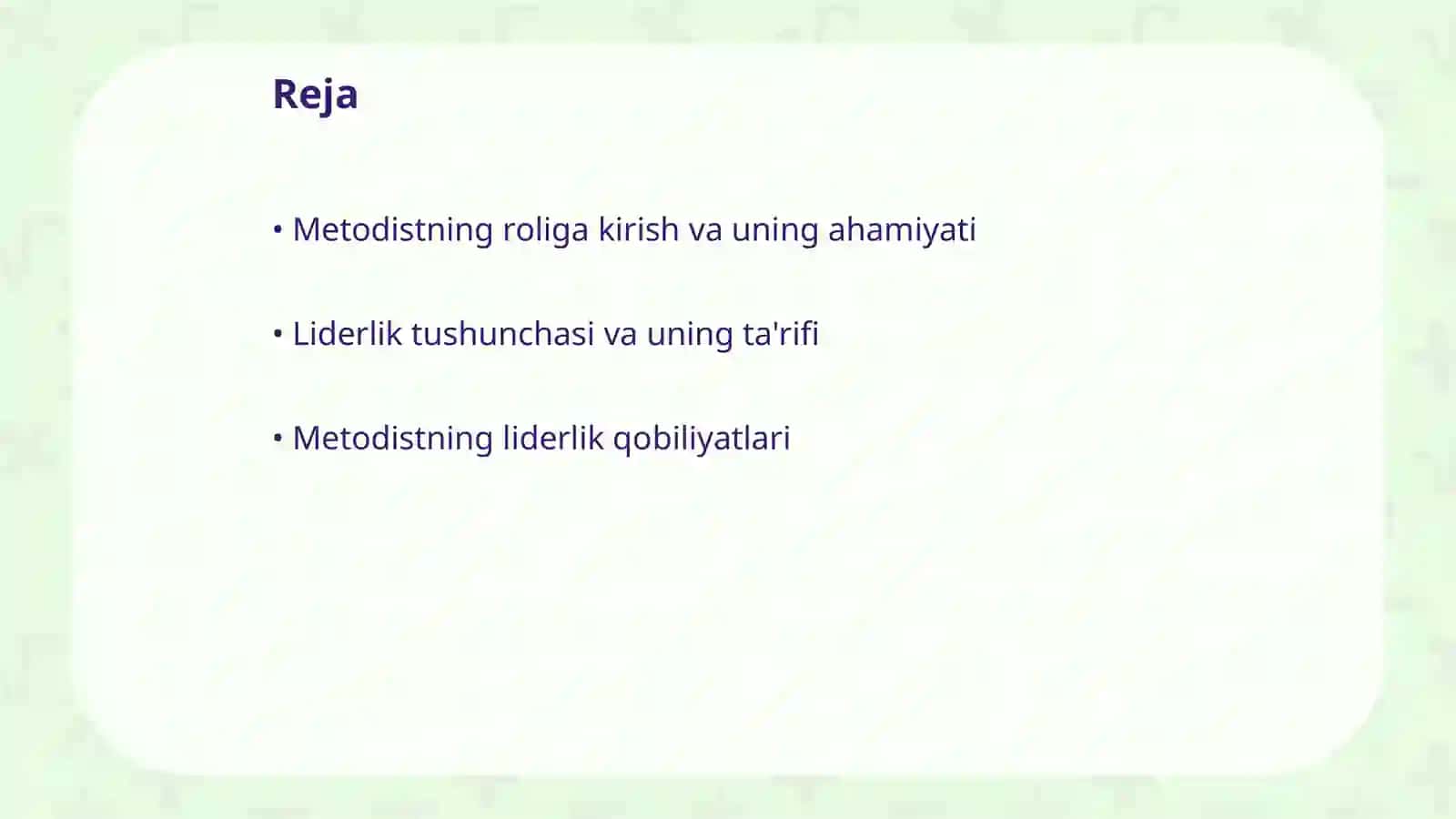 Metodistning liderlik va boshqaruv jihatlari 2