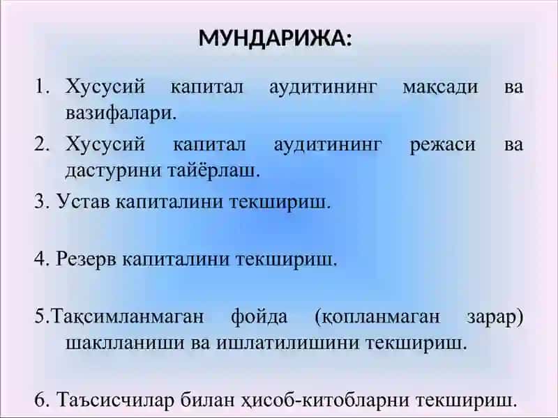Xususiy kapital auditi 2