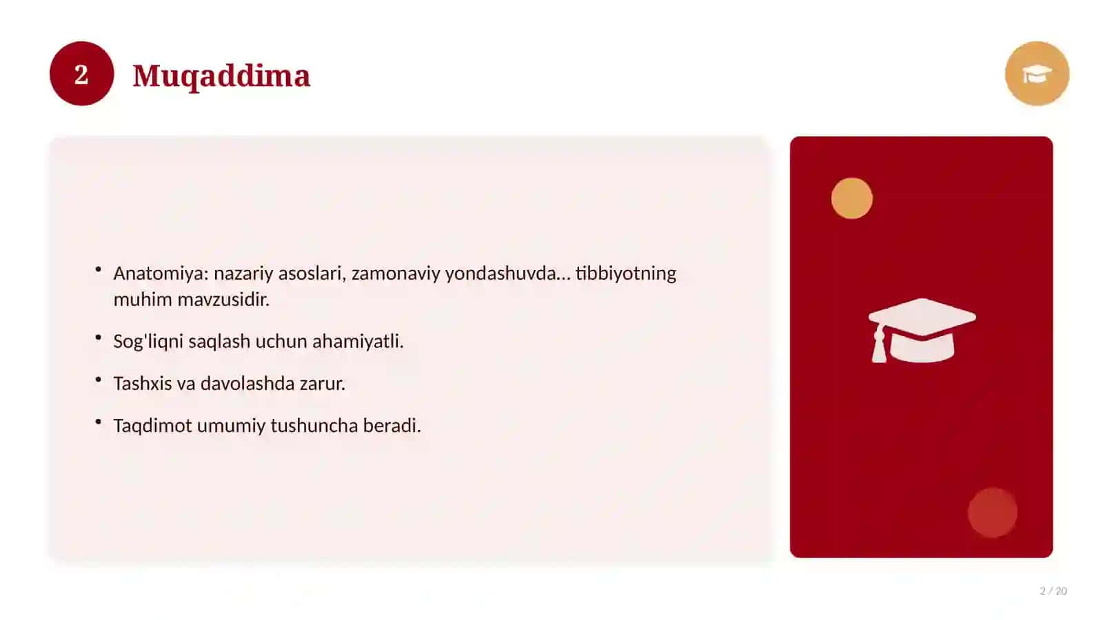 Anatomiya: nazariy asoslari, zamonaviy yondashuvda 2