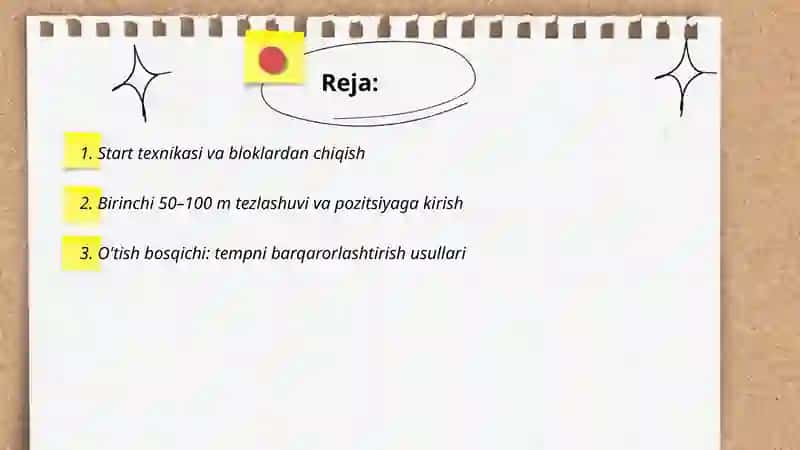 O'rta masofaga yugurish texnikasi (500.1000) 2