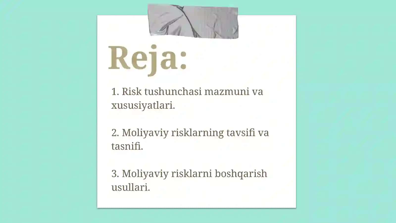 Moliyaviy risklar 2