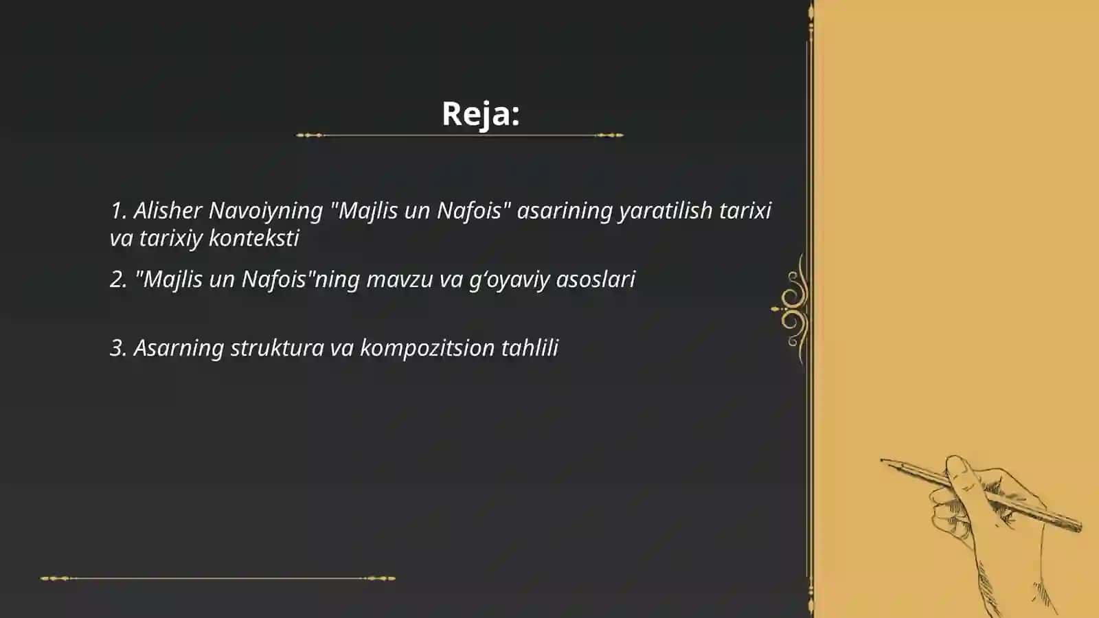Alisher Navoiyning "Majlis un Nafois" asarni oʻrganish 2