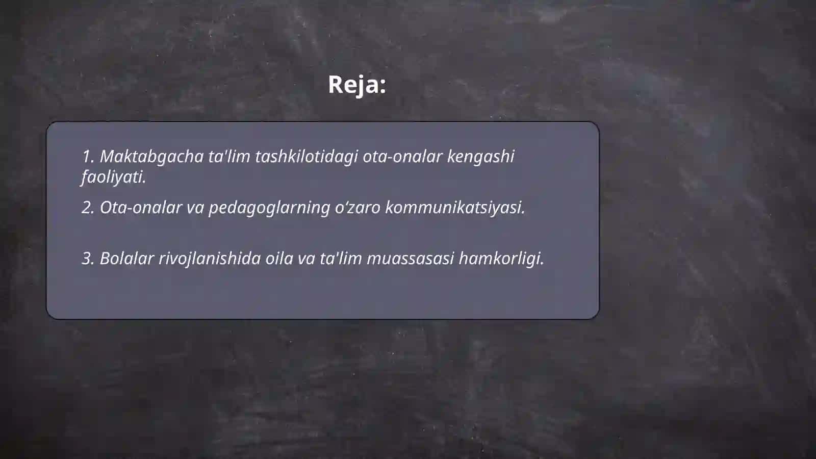Maktabgacha ta'lim tashkiloti va oila hamkorligi 2