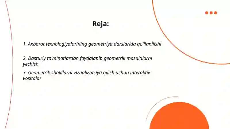 Geometrik mazmundagi masalalarni yechishni oʻrgatishda axborot texnologiyalardan foydalanishni oʻrgatish 2