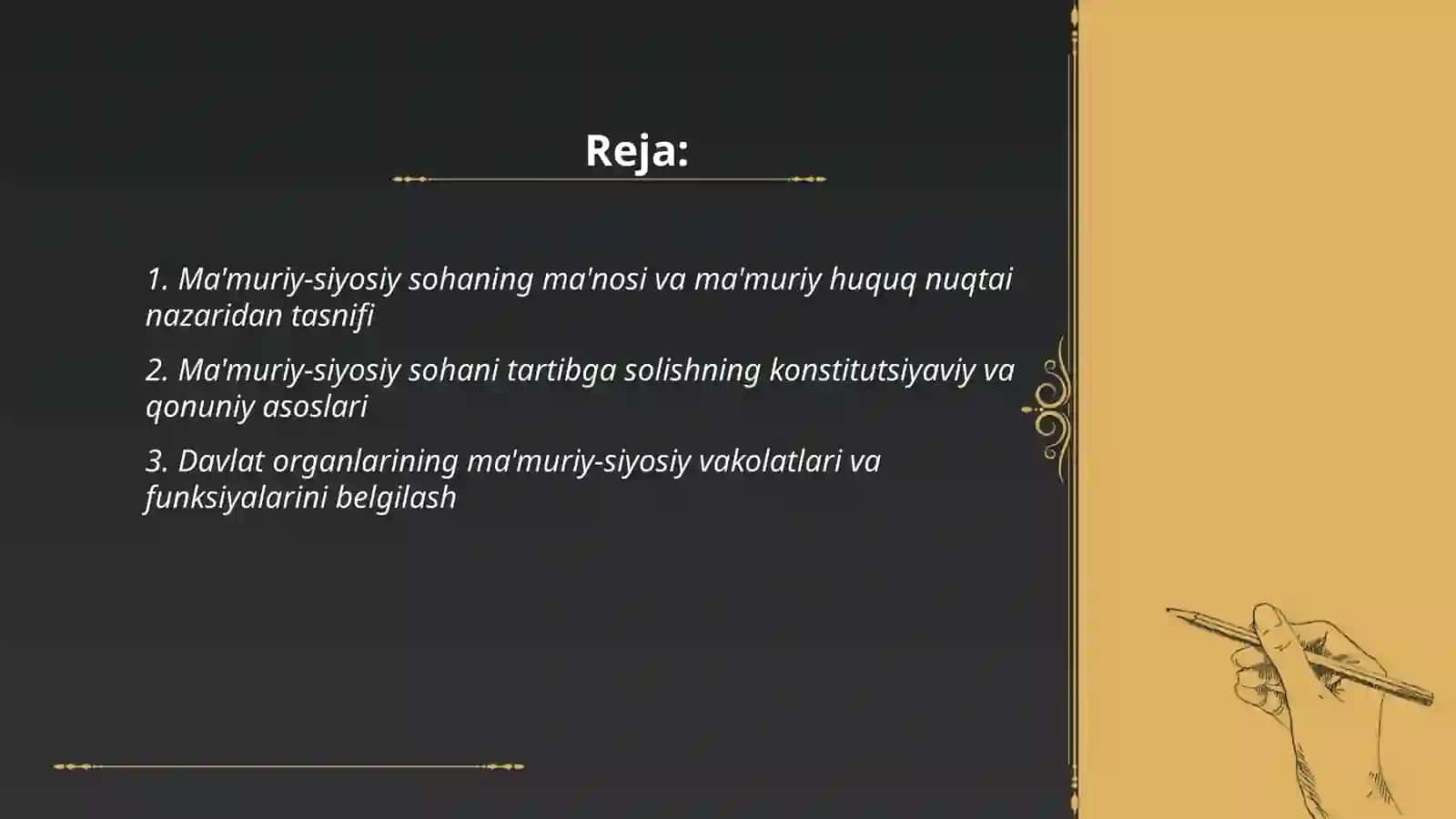 Ma`muriy siyosiy sohani ma`muriy huquqida tartibga solish 2