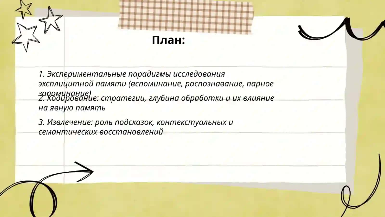 Исследование эксплицитной памяти.В когнитивной психологии и психолингвистики 2
