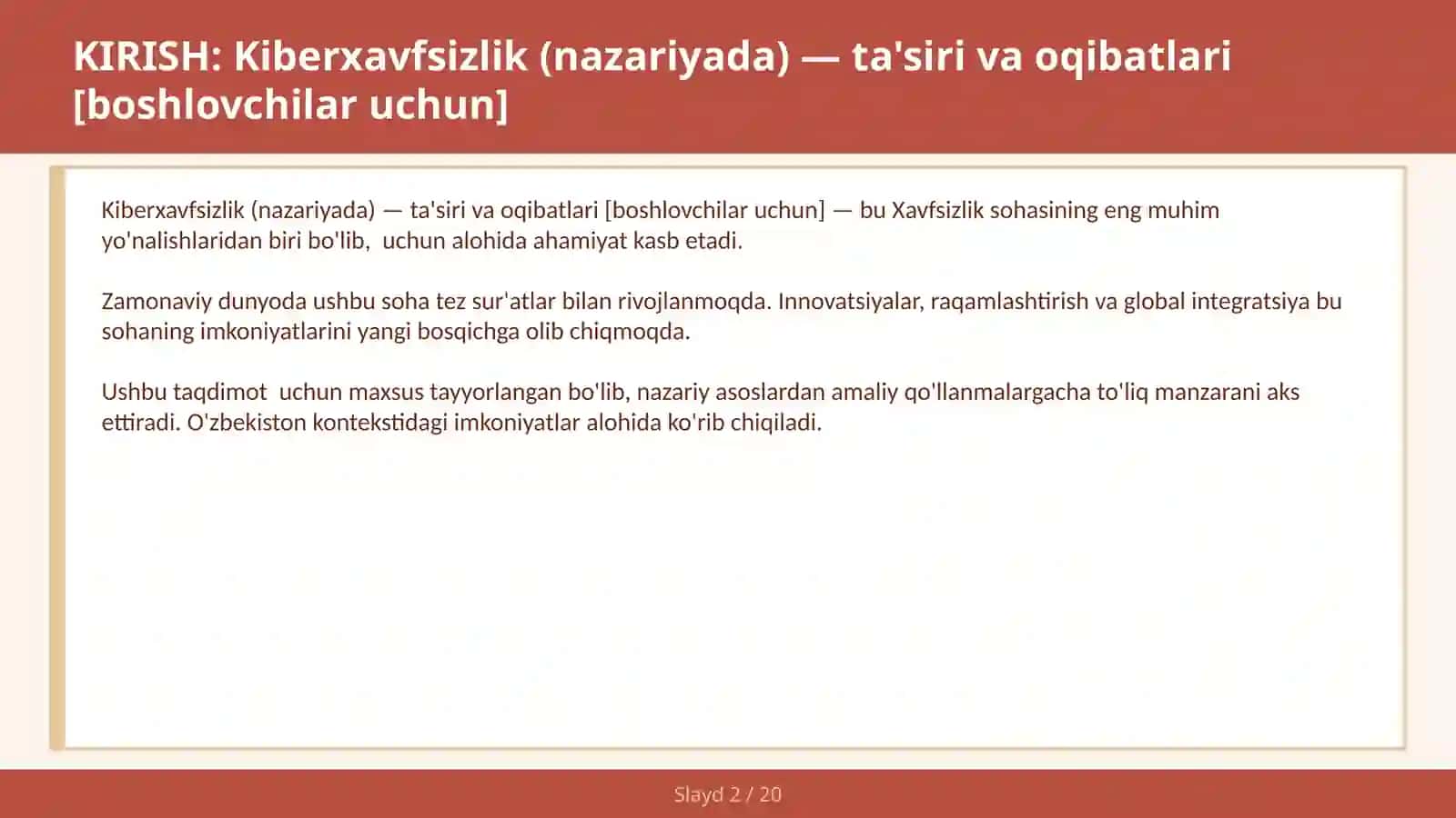 KIBERXAVFSIZLIK (NAZARIYADA) — TA'SIRI VA OQIBATLARI [BOSHLOVCHILAR UCHUN] 2