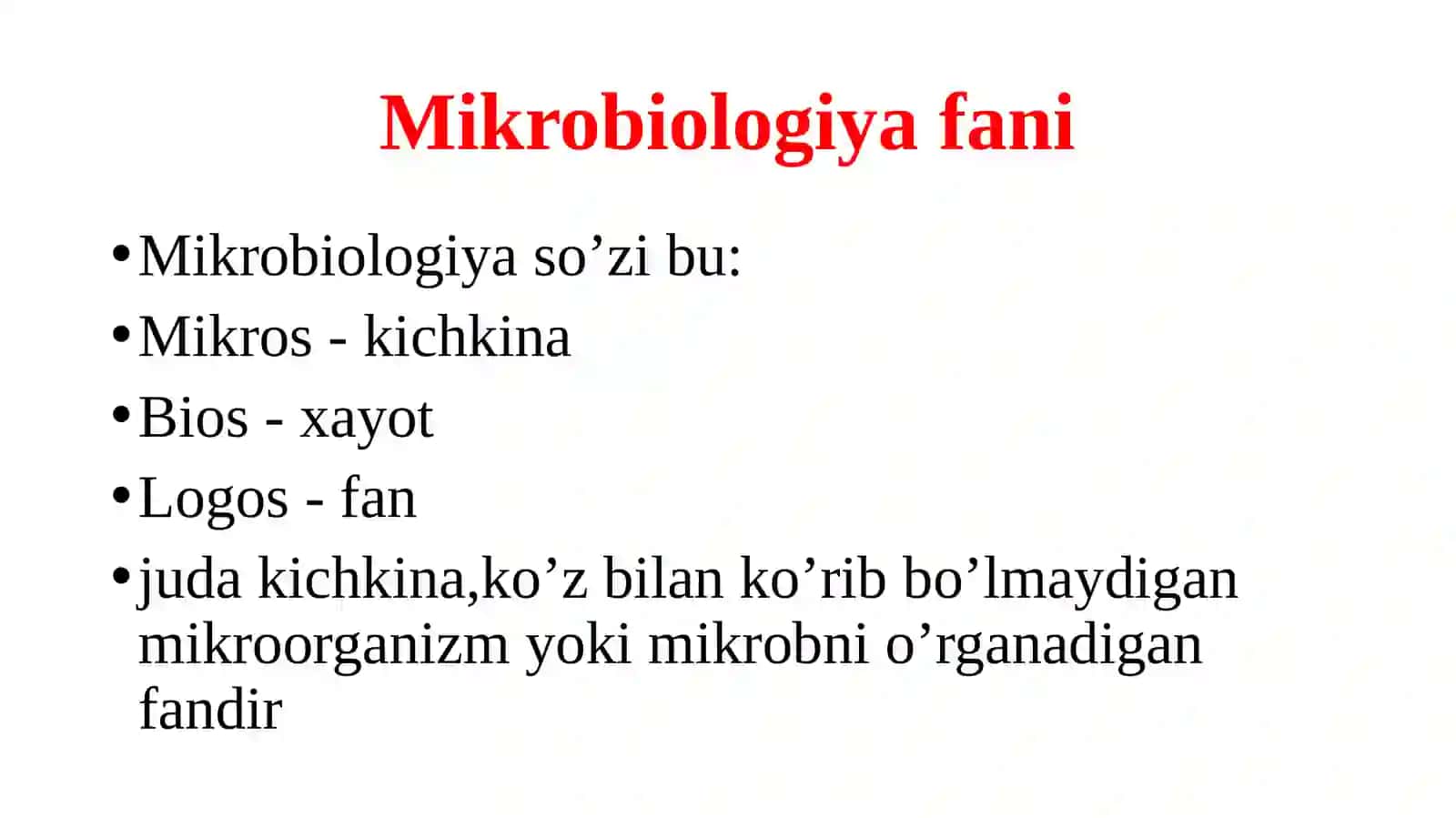 Tibbiyot mikrobiologiyasi haqida tushuncha va rivojlanish tarixi. Umumiy bakteriologiya: bakteriyalar klassifikatsiyasi, morfologiyasi va tuzilishi 2