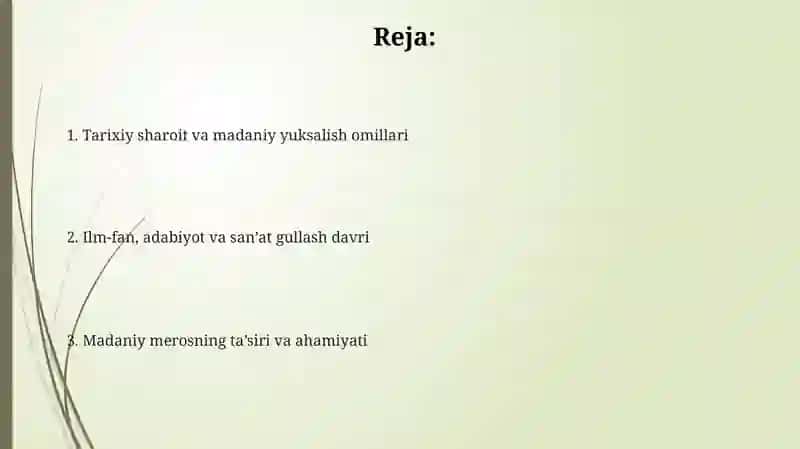 IX-XII asrlardagi madaniy yuksalish omillari (Renessans) 2
