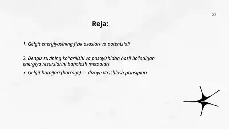 Dengiz suvining koʻtarilishi va pasayishidan xosil boʻladigan energiya zaxiralari 2