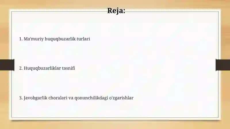 Ma'muriy huquqbuzarlikning turlari 2
