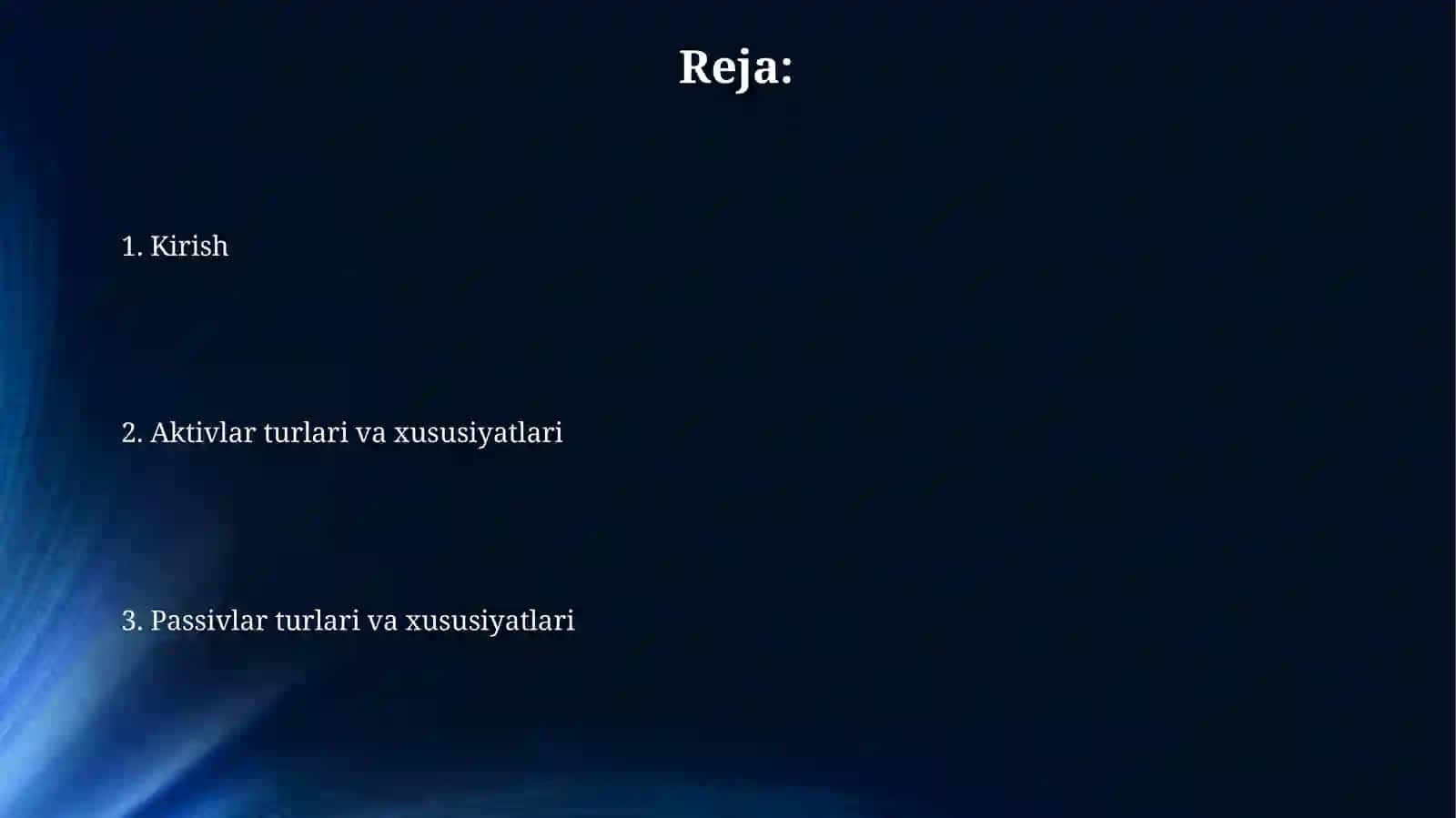 Tarmoqqa qarab aktivlar va passivlar tarkibining xususiyatlari 2