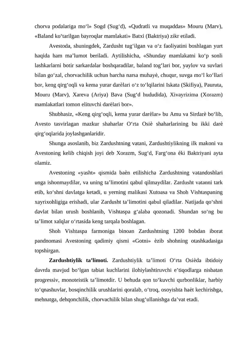 Zardushtiylik ta’limoti va avesto 2