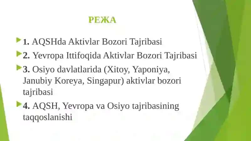 AQSHda Aktivlar Bozori Tajribasi 2