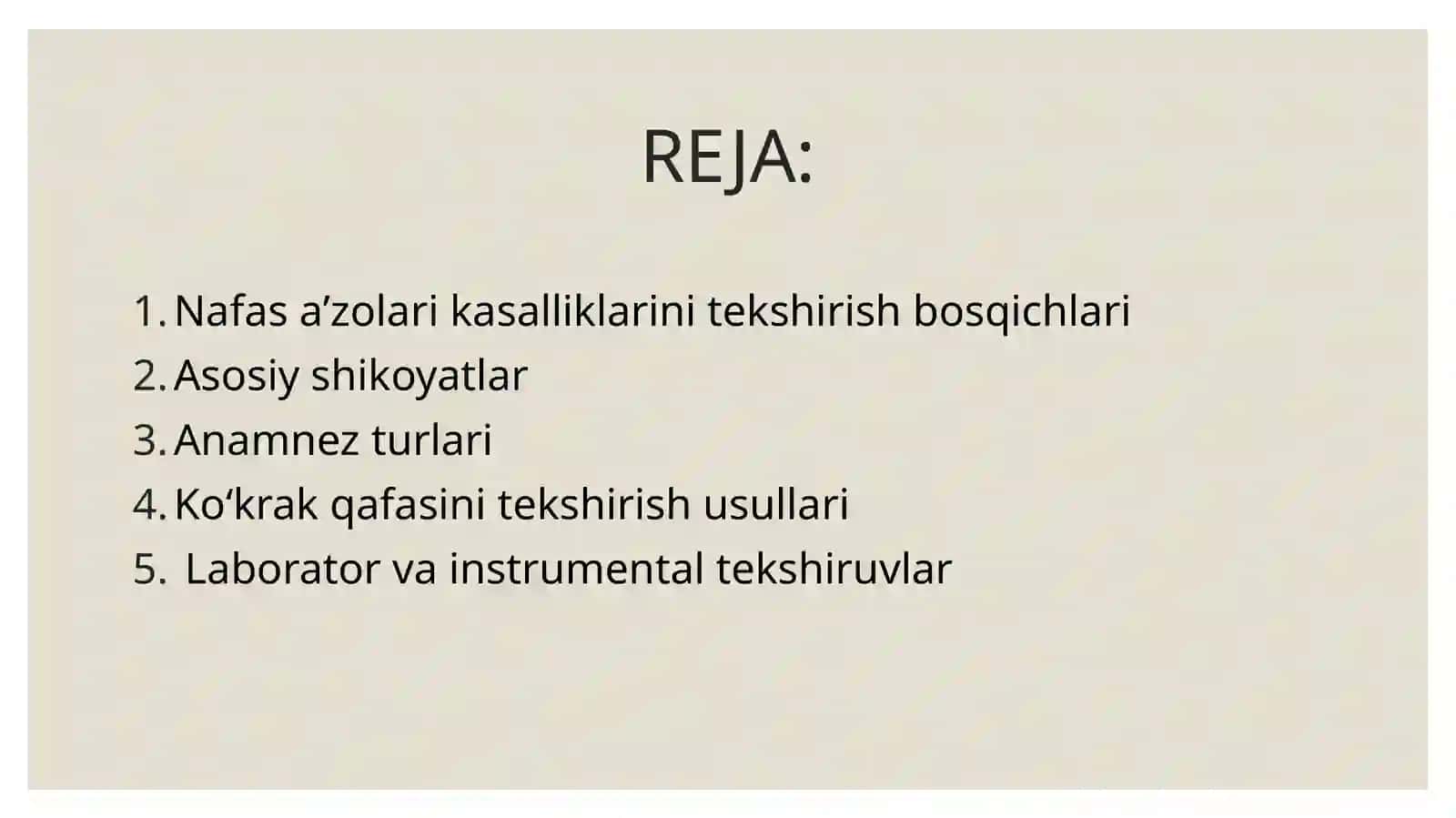 Nafas a'zolari kasalliklarini tekshirish bosqichlari 2