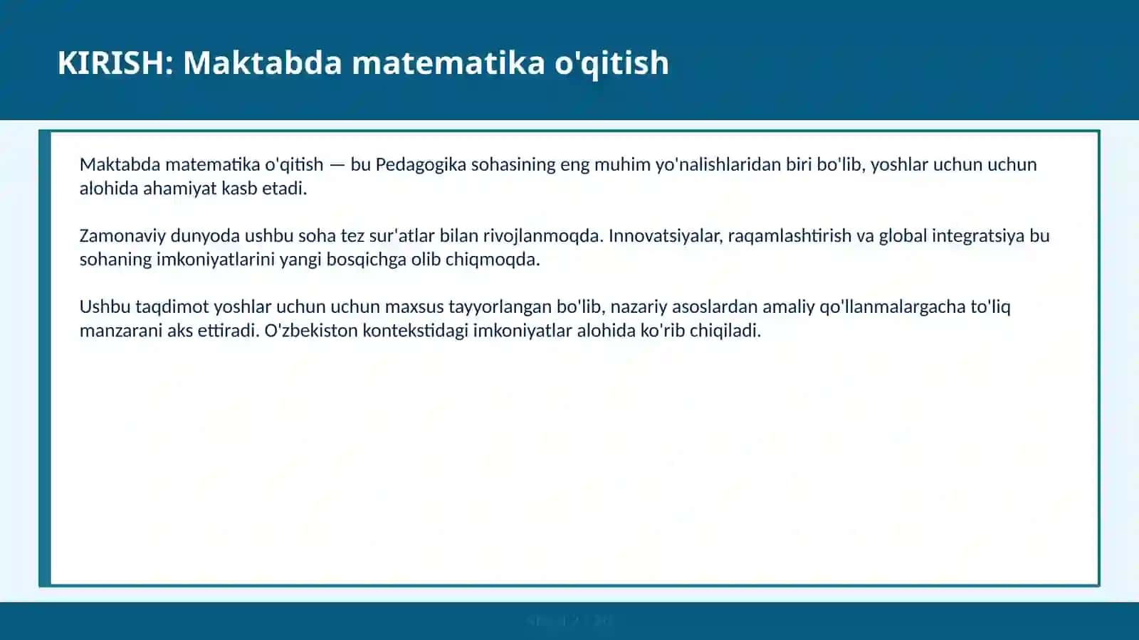 Maktabda matematika o'qitish 2