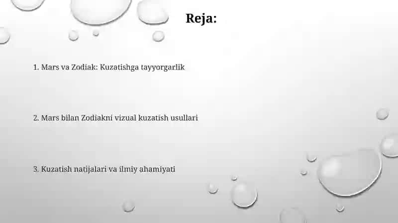 Mars sayyorasi yordamida zodiak yulduz turkumlarini vizual kuzatish 2
