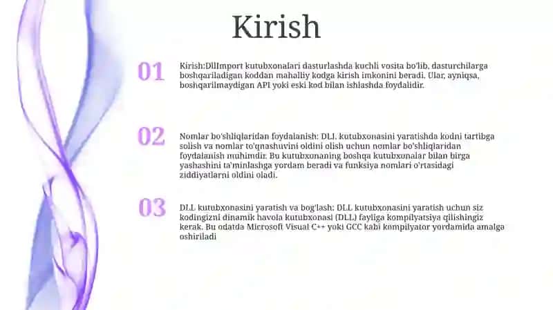 Nomlar Fazosidan Foydalanish. Dll Kutubxona Yaratish Va BogʻLash 2