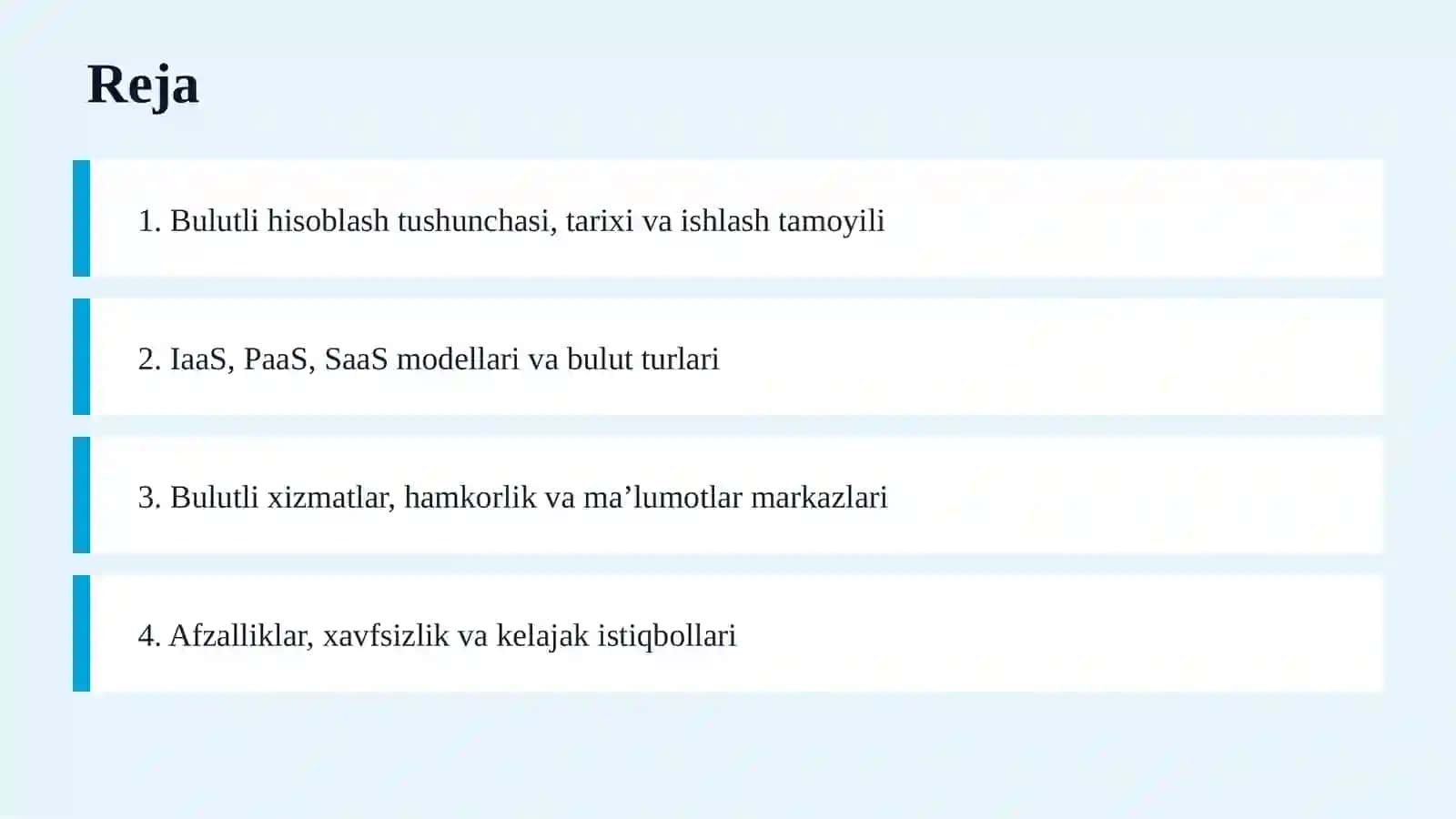 BULUTLI TEXNOLOGIYALAR VA BULUTLI HISOBLASH 2