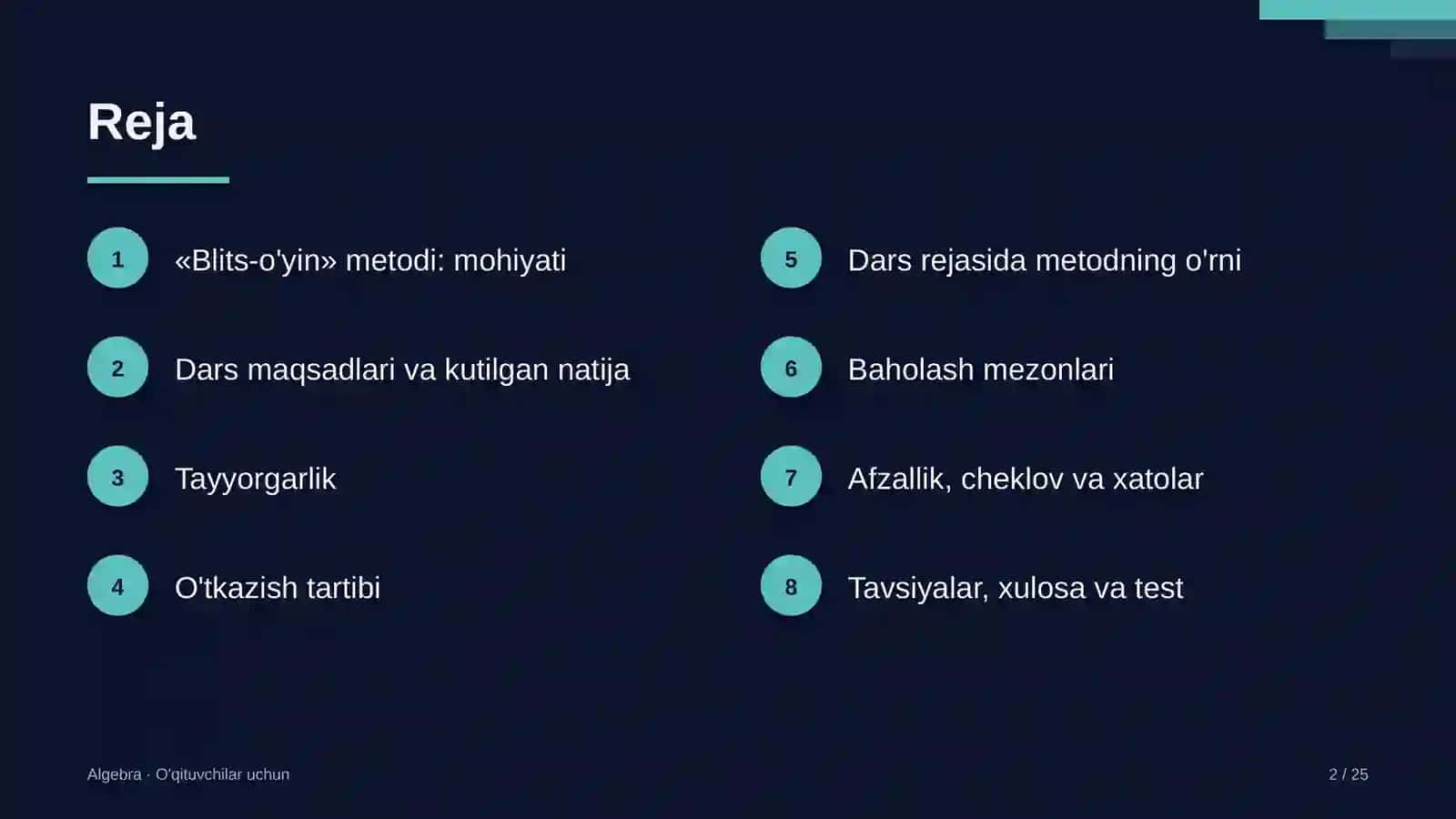 algebra darslarida blits o'yin metodidan foydalanish 7511 2