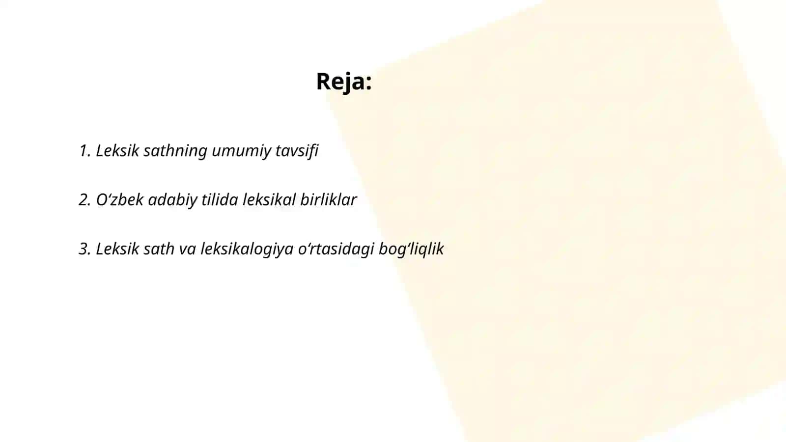 Hozirgi o'zbek adabiy tilining leksik sathi va leksikalogiyasi. Semena va uning tarkibiy qismlari 2