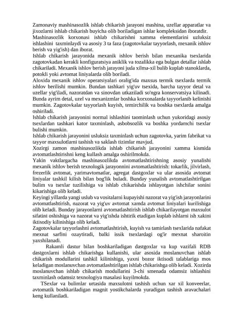 MASHINASOZLIK SOHASIDAGI RESPUBLIKAMIZDAGI IJTIMOIY-IQTISODIY ISLOHOTLARI 2