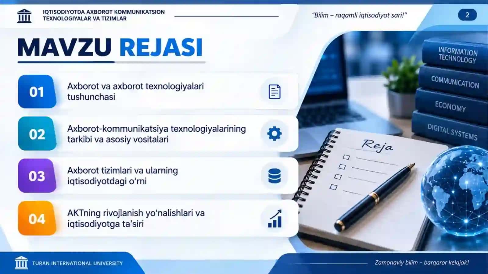 IQTISODIYOTDA AXBOROT KOMMUNIKATSION TEXNOLOGIYALAR VA TIZIMLAR 2