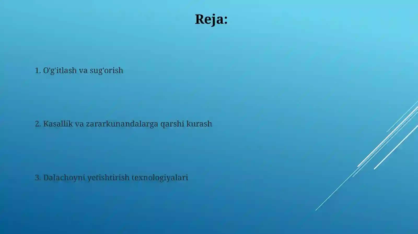 Dalachoyni yetishtirish texnologiyalari 2