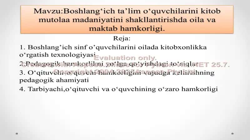 Boshlang‘ich ta’lim o‘quvchilarini kitob mutolaa madaniyatini shakllantirishda oila va maktab hamkorligi 2