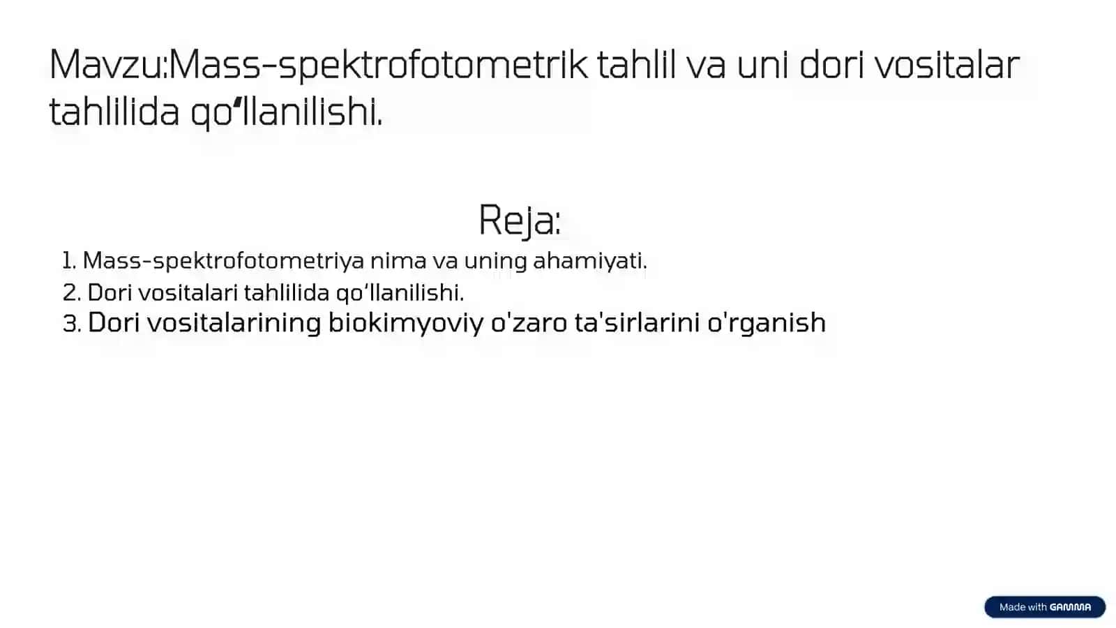 Mass-spektrofotometrik tahlil va uni dori vositalar tahlilida qoʻllanilishi 2