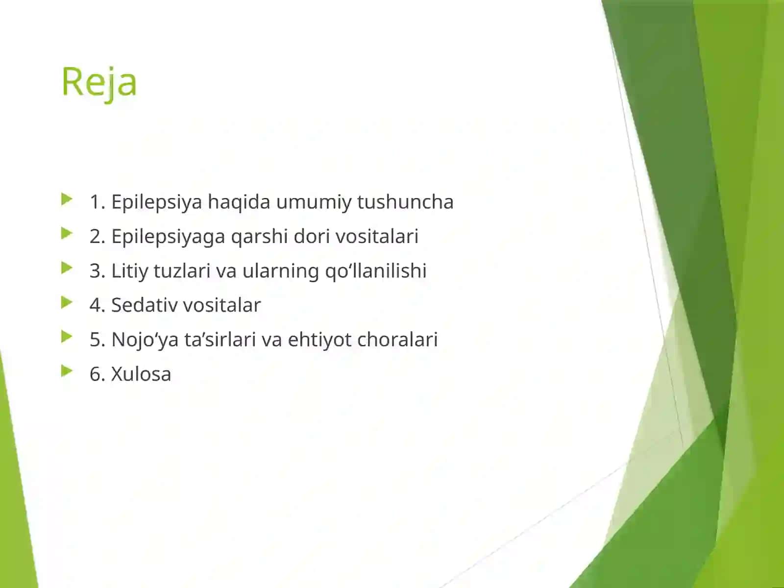 Epilepsiyaga qarshi dori vositalari,LitiytuzlarivaSedativvositalar 2