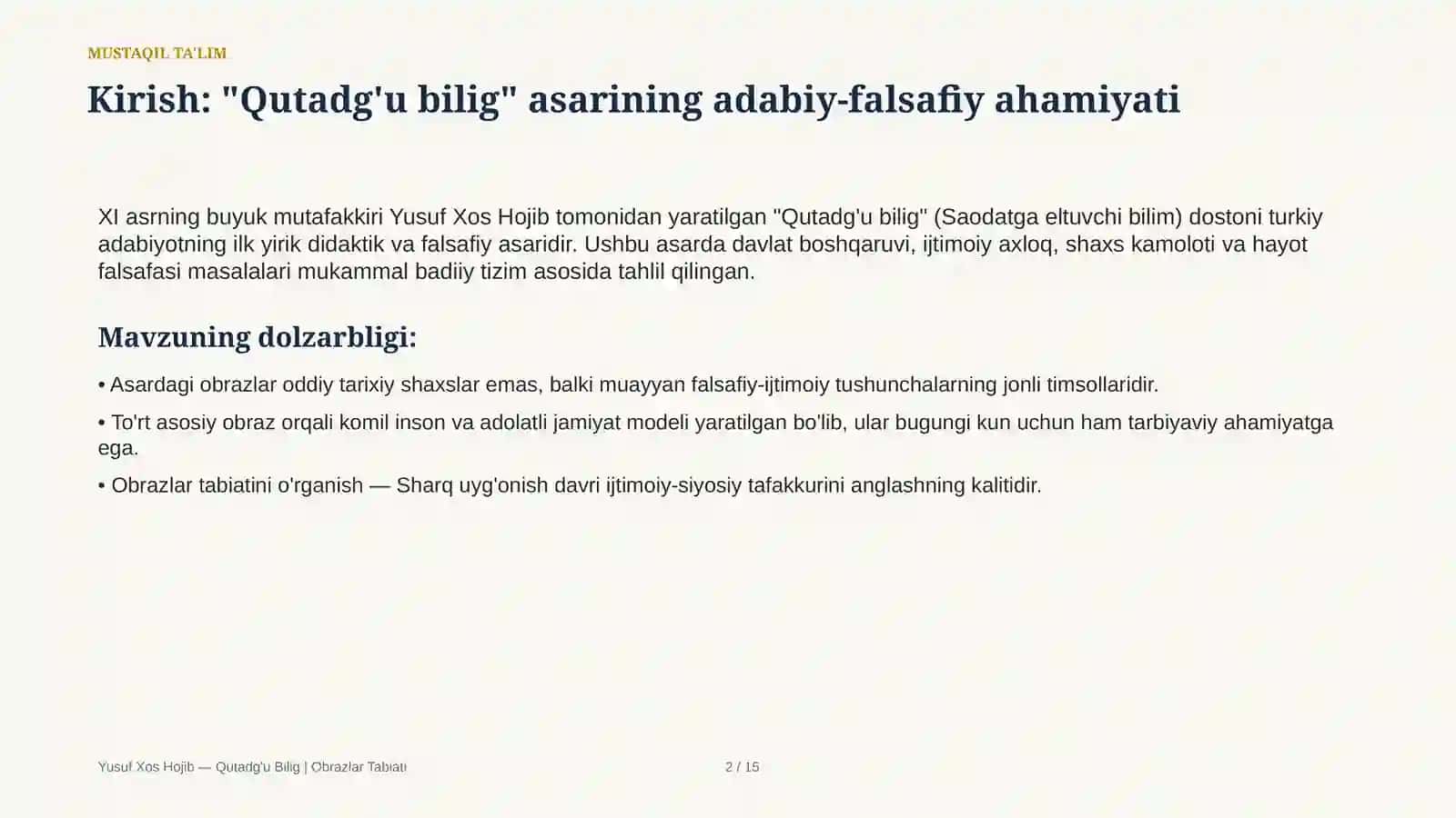 "QUTADG'U BILIG" 2