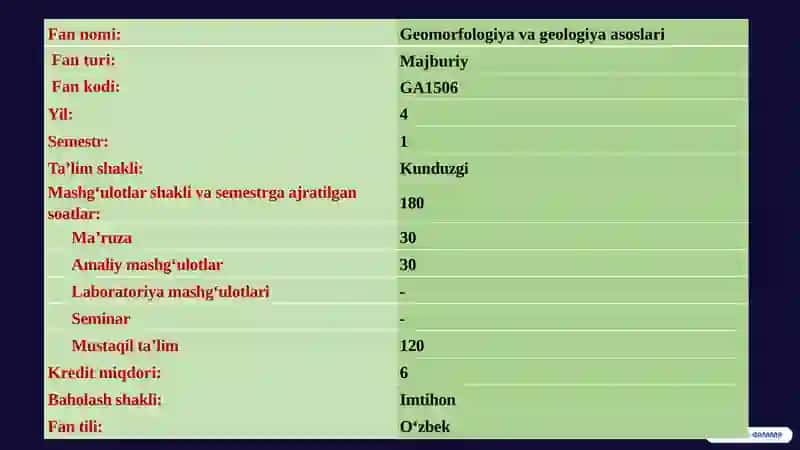 Geomorfologiya va geologiya asoslari 2